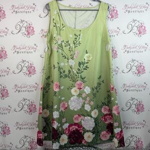 Mini dress flowers floral Sleeveless Green Floral pink white Dress